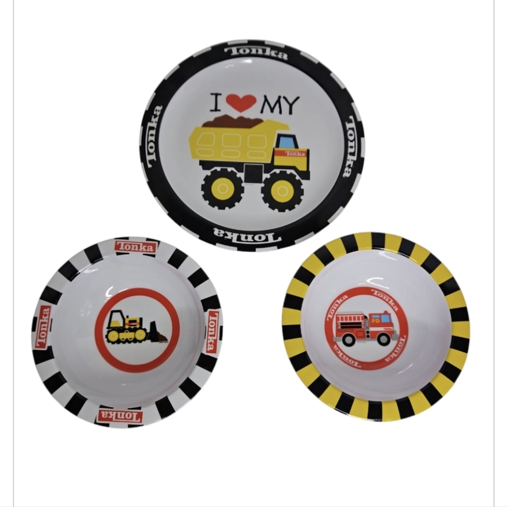Tonka Melamine Plate And 2 Bowl Set